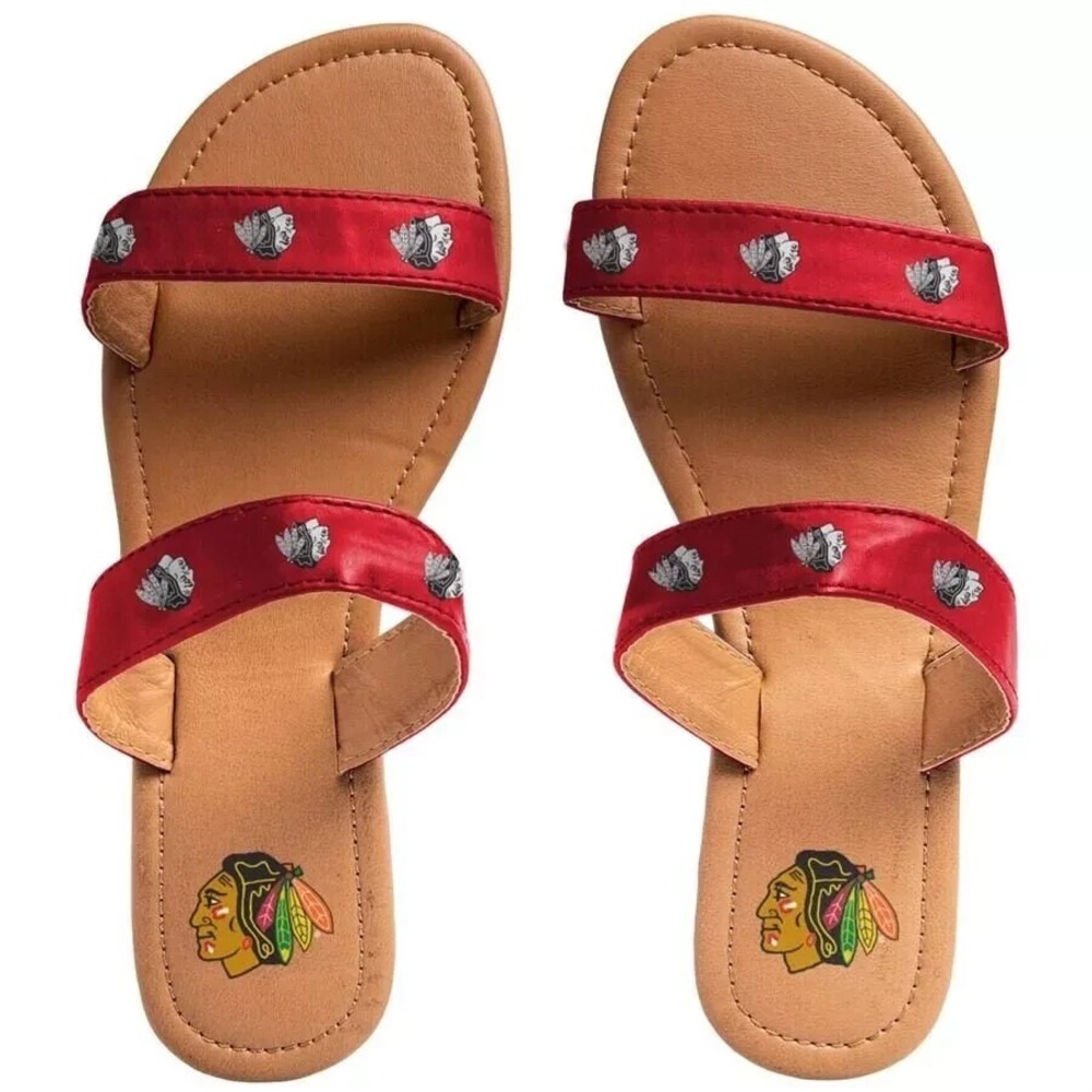 Chicago Blackhawks Women's Double-Strap Sandals BY FOCO SZ Medium (7-8)